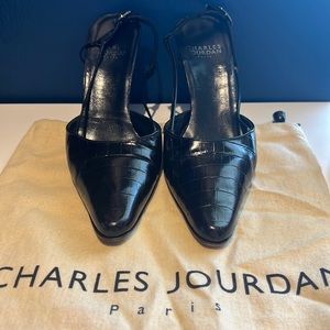 Black Croc Charles Jourdan Heels